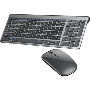 Coverzone Onezero Kablosuz Türkçe Klavye Mouse Set Şarjlı Klavye Mouse 2.4g USB Dongle Klavye ve Bluetooth Bağlantılı Mouse Ergonomik Tasarım Kablosuz Klavye ve Mouse Titanyum Renk ZR609