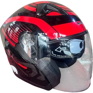 Yarım Kask Güneş Vizörlü Kırmızı Medium (M)