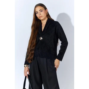 Kadın Siyah 8949 Gömlek Yaka Gold Düğmeli̇ Sakal Hirka