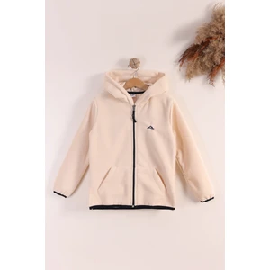 Lastik Manşetli Fermuarlı Kapüşonlu Çocuk Unisex Polar Ceket