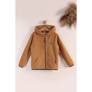 Lastik Manşetli Fermuarlı Kapüşonlu Çocuk Unisex Polar Ceket