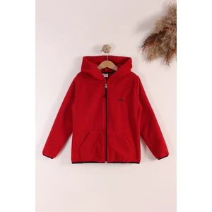 Lastik Manşetli Fermuarlı Kapüşonlu Çocuk Unisex Polar Ceket