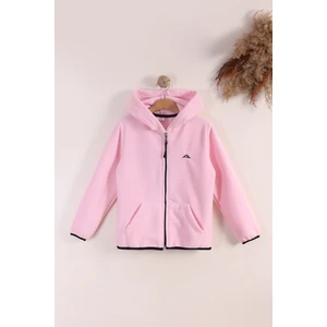 Lastik Manşetli Fermuarlı Kapüşonlu Çocuk Unisex Polar Ceket