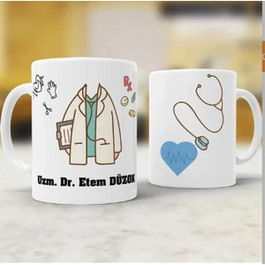 Doktor Kişiye Özel Isim Baskılı Seramik Kupa Bardak 330 ml