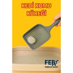 Gri Kedi Kum Küreği, Kedi Kumu Temizleme Küreği Dayanıklı Kedi Tuvalet Küreği Elekli Kum Kürek