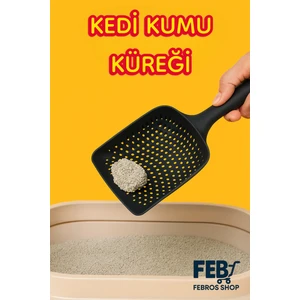 Siyah Kedi Kum Küreği, Kedi Kumu Temizleme Küreği Dayanıklı Kedi Tuvalet Küreği Elekli Kum Kürek