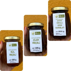 Gül Reçeli 220 G+Düzce'den Çilek Reçeli 225 G+Düzce'den Şekersiz Kokulu Üzüm Marmelatı 200 g