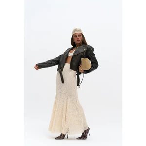 Veylia Uzun Bej Dantel Etek