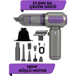 Şarjlı Kablosuz Araç Içi Süpürge | 17000PA Güçlü Vakum | Fırçasız Motor | Üfleme & Vakum