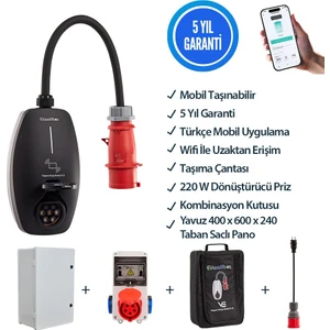 22KW V3 Türkçe Mobil Uygulama 5 Yıl Garanti, (400X600X240 MM, Tekli Kombinasyon Panosu, Taşıma Çantası ve 220V Dönüştürücü Adaptör)