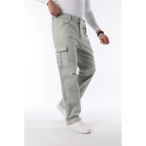 Erkek Baggy Kargo Cepli Pantolon Gri Pamuklu Regular Fit Basic Stil