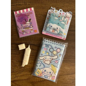 Cinnamoroll Kırtasiye Seti 3 Adet Sticker Not Defteri 1 Adet çikolata Kalem Kuromi Okul Set Defter
