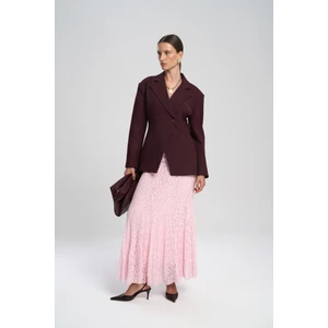 Veylia Uzun Pembe Dantel Etek