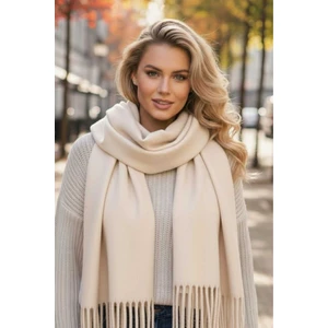 Kadın Yumuşak Dokulu Püsküllü Kışlık Buklet Atkı Şal