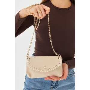 Allegra Bej Zincirli Günlük Mini Kadın Omuz, Kol ve El Çantası