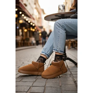 Tazzy Kadın Kalın Taban Içi Tüylü Günlük Mini Yarım Bot