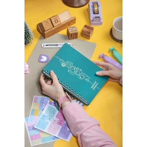 A5 Süresiz Haftalık Planlayıcı Spiralli Kumaş Kapak - Turkuaz