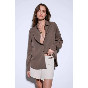 Açık Kahve Premium Kadın Gömlek