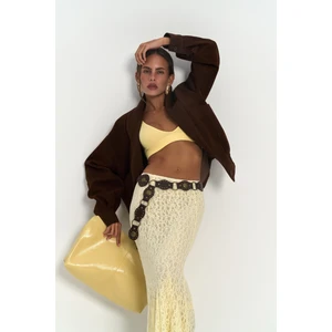 Veylia Uzun Sarı Dantel Etek