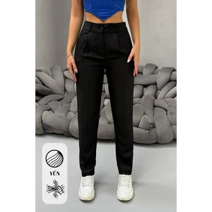 Kadın Yüksek Bel Havuç Model Beli Lastikli Dar Paça Pantolon