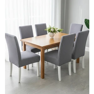 Likralı 6'lı Sandalye Kılıfı Pamuklu Yıkanabilir Kahverengi