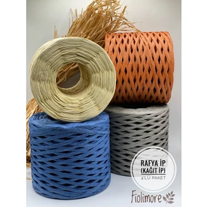 4`lü Paket Rafya (800 Gram) Kağıt Ip Çanta Ipi Şapka Ipi Terlik Ipi Supla Ipi Naturel Raffia