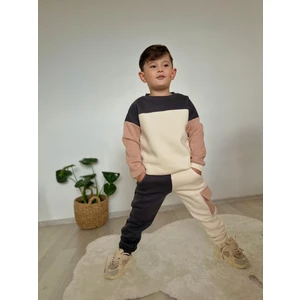Sacro Kids Çok Renkli Şardonlu 3 Iplik Sweatshirt-Eşofman Altı Kışlık Erkek Çocuk Takım