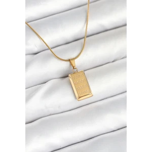 316L Çelik Gold Renk Külçe Altın Model Kolye - Lisinya