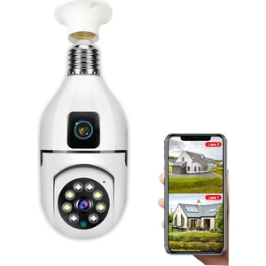 Çift Lensli Duy Girişli Kablosuz Ampul Kamera