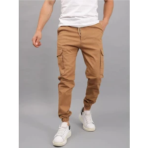 Erkek Lastikli Jogger Camel Kargo Cepli Pantolon