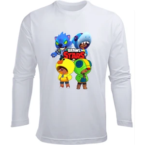 Uzun Kollu Leon Karakteri Brawl Stars Baskılı Pamuklu Uzun Kollu Çocuk T-Shirt