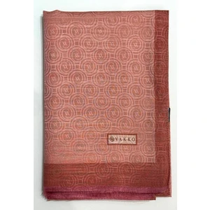 Pamuk Ipek Şeritli Monogram Şal 41728-SOMON