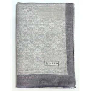 Pamuk Ipek Şeritli Monogram Şal 41728-GÜMÜŞ