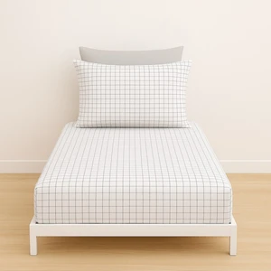 Tek Kişilik Kareli Desen Lastikli Çarşaf ve Yastık Kılıfı 120 x 200