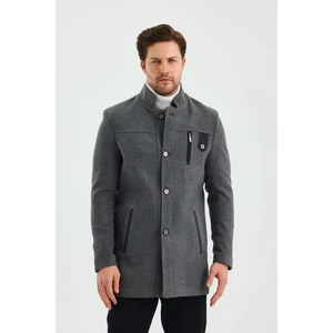 Trend Kombin Erkek Gri Renk Kaşe Kaban