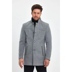 Trend Kombin Erkek Açık Gri Dar Kalıp Kaşe Kaban