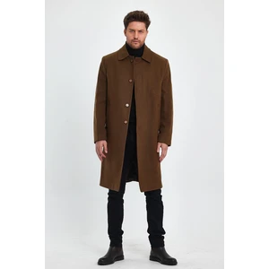 Trend Kombin Erkek Taba Uzun Regular Fit Kaşe Kaban