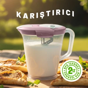 Mikserli Maxi Sürahi 2 L – Bpa Free, Ayran ve Tatlı Hamuru Karıştırıcı Hazne, Karıştırıcılı Sürahi