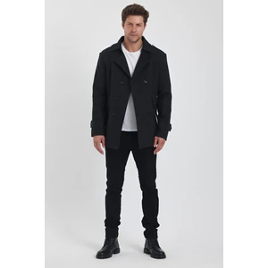 Trend Kombin Erkek Antrasit Kruvaze Yaka Dar Kalıp Kaşe Kaban