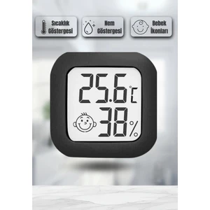 Mini Akıllı Sıcaklık Nem Ölçer LCD Oda Termometre Duvara Takılabilen Masaüstü Isı Göstergesi Siyah
