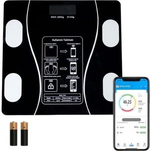 Alpotekno® Dijital Baskül Yağ Ölçer Fonksiyonlu Akıllı Baskül Bluetooth Bağlantılı Tartı