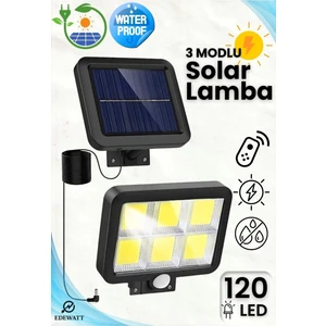 120 LED Ayrı Solar Panel Güneş Enerjili 3 Mod Duvar Lambası 5 Metre Kablolu Bahçe Solar Aydınlatma
