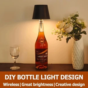 Cam Şişe Uyumlu Dokunmatik Masa Lambası Ambiyans Işığı Şarjlı 3 Renk Parlaklığı Ayarlanabilir