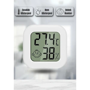 Mini Akıllı Sıcaklık Nem Ölçer LCD Oda Termometre Duvara Takılabilen Masaüstü Isı Göstergesi Beyaz