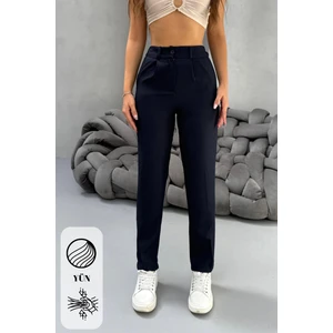 Kadın Yüksek Bel Havuç Model Beli Lastikli Dar Paça Pantolon