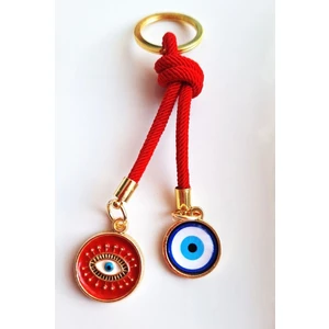 Svc Aksesuar Yeni Yıl Hediyesi Çift Nazar Boncuklu Kırmızının Şansı Anahtarlık