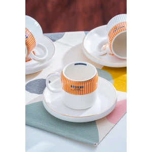 Adonis Orange 12 Parça 6 Kişilik Porselen Kahve Fincan Takımı - 100 ml