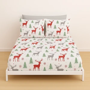 Desenli Çift Kişilik 160 x 200 Lastikli Çarşaf ve 2 Adet Yastık Kılıfı