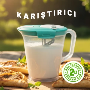 Mikserli Maxi Sürahi 2 L – Bpa Free, Ayran ve Tatlı Hamuru Karıştırıcı Hazne, Karıştırıcılı Sürahi
