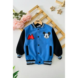 Miniğimin Cicileri Mck Baskılı Erkek Çocuk Kolej ceket - Mavi